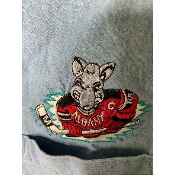 Vintage Albany River Rats 100% cotton denim shirt Crystal Springs size XL - Picture 3 of 5